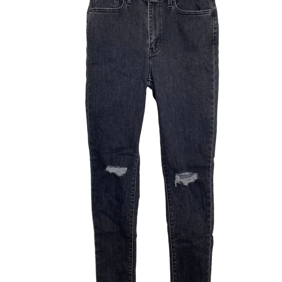 Levis Womens 721 High Rise Skinny Jeans Size 28 Black Distressed Grunge Goth - Picture 12 of 12